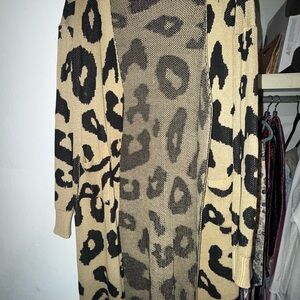 Leopard Print Open Front Cardigan Sweater